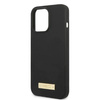 Original Handyhülle IPHONE 13 PRO MAX Guess Hard Case Silicone Logo Plate MagSafe (GUHMP13XSPLK) schwarz