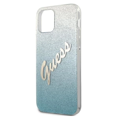 Guess Glitter Gradient Script - Etui iPhone 12 / iPhone 12 Pro (niebieski)