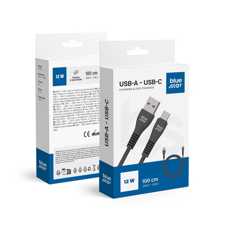 BLUE STAR kabel USB A do Typ C 2A 12W DC99C 1 m czarny