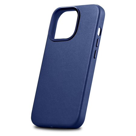 iCarer Case Leather Genuine Leather Case Cover for iPhone 14 Pro Max Blue (WMI14220708-BU) (MagSafe Compatible)