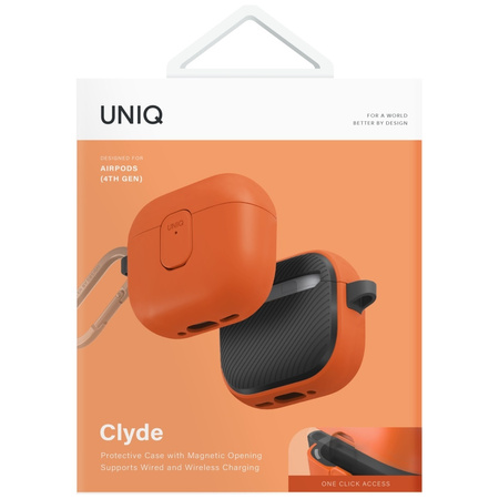 Etui UNIQ Clyde do AirPods 4 Lock Case   pomarańczowy
