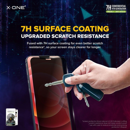 Szkło hartowane X-ONE Extreme Shock Eliminator 4th gen. Privacy - do iPhone 14 Pro