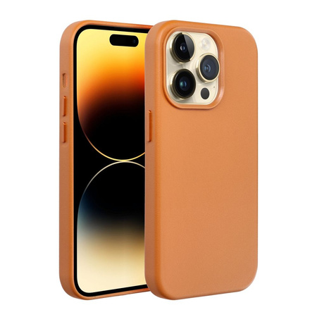 Futerał LEATHER MAG COVER kompatybilny z MagSafe do IPHONE 16 pomarańczowy