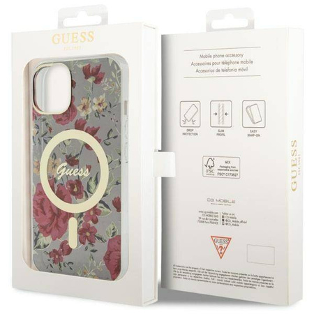 Guess GUHMP14MHCFWSA iPhone 14 Plus 6,7" grün/khaki Hardcase Flower MagSafe