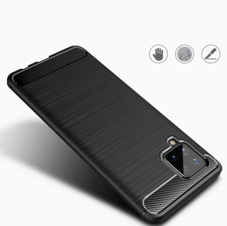 Carbon Case Flexibel Handyhülle TPU Schutzhülle für Samsung Galaxy A42 5G blau