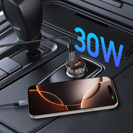 TECH-PROTECT CC01 2-PORT CAR CHARGER PD30W/QC3.0 BLACK