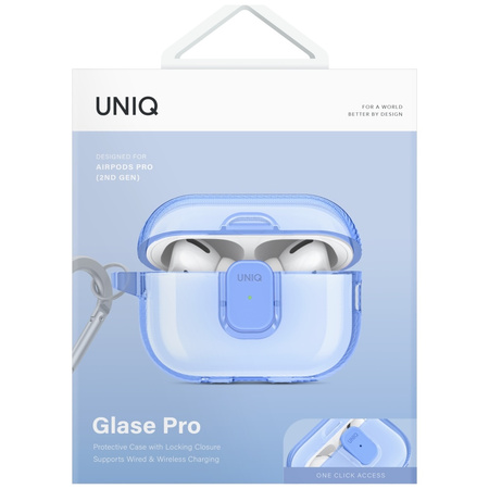 Etui UNIQ Glase Pro do AirPods Pro 2     Lock Case niebieski