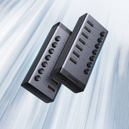 Ugreen multifunctional HUB 7in1 USB Type C - 7x USB Type A 3.0 PD DC 12V gray (CM481)