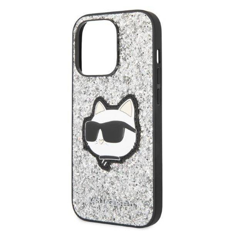 Karl Lagerfeld NFT Glitter Choupette Patch - Etui iPhone 14 Pro (srebrny)