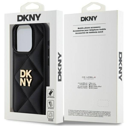 Original Case IPHONE 15 PRO DKNY Quilted Stack Logo (DKHCP15LPQDSLK) black