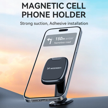 Wozinsky WUMTD Magnetischer Telefonhalter für das Armaturenbrett im Auto – Schwarz