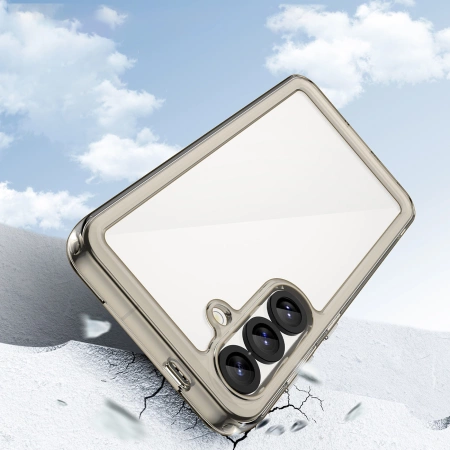 Etui silikonowe Outer Space Case z żelową ramką do Samsung Galaxy S25 - przezroczysto-czarne