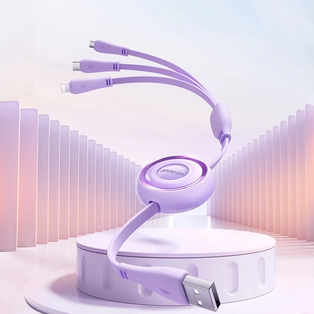 Joyroom S-A40 Colourful Series 3in1 ausziehbares Kabel USB-A auf USB-C / Lightning / microUSB 1 m – Lila