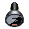 BASEUS ładowarka samochodowa Digital Display Dual USB + Typ-C 140W (z kablem Typ-C do Typ-C 240W 1m Czarny)