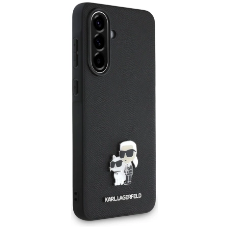 Karl Lagerfeld Saffiano Case w/ K&amp;C Metal Logo for Samsung Galaxy A56 - Black