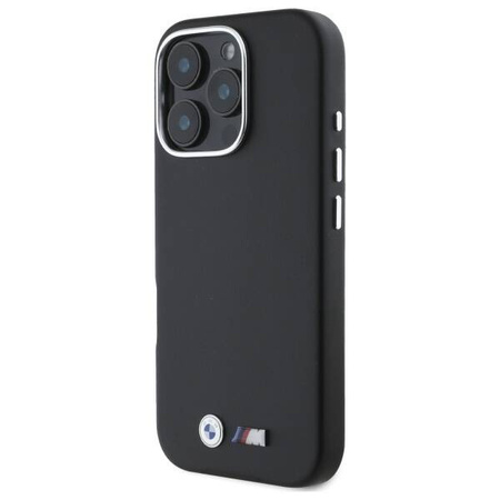 Oryginalne Etui IPHONE 16 PRO BMW Hardcase M Smooth Full Wrapped Metal MagSafe (BMHMP16L23PMWK) czarne