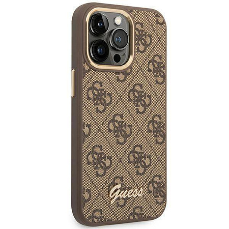 Original Case IPHONE 14 PRO MAX Guess Hard Case 4G Vintage Gold Logo (GUHCP14XHG4SHW) brown