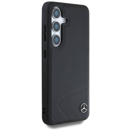 Original Case SAMSUNG GALAXY S25 Mercedes Leather Horizontal Debossed Curves MagSafe black