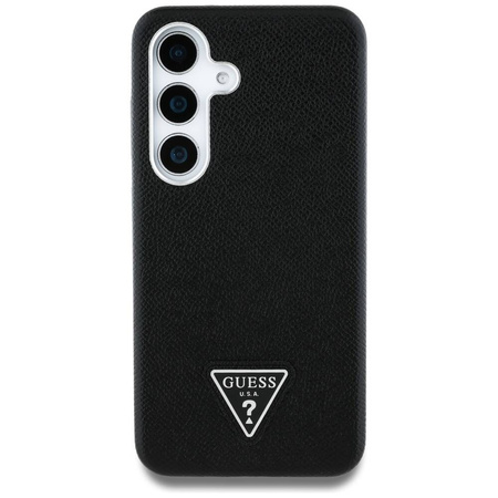 Original Case SAMSUNG GALAXY S25 Guess Grained Triangle Logo MagSafe black