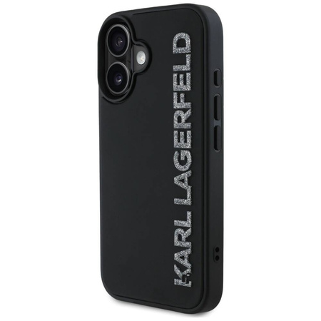 KARL LAGERFELD futerał do IPHONE 16 KLHCP16SRBKGVCK (3D Rubber Elongated Glitter) czarny