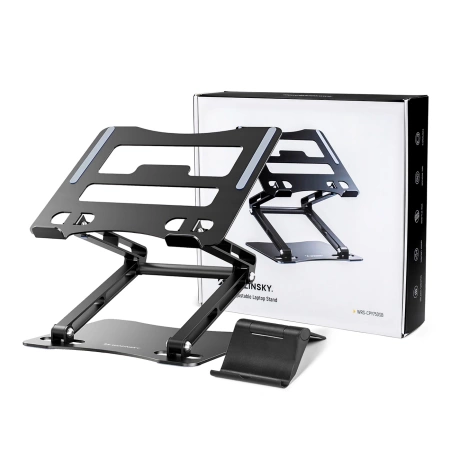 Wozinsky WRS-CPY75DSB Aluminum Laptop and Tablet Stand + Free Smartphone Stand - Black