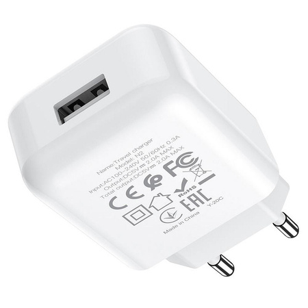 HOCO ładowarka sieciowa USB 2A N2 Vigour biała