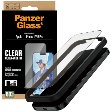 Szkło hartowane PanzerGlass Ultra-Wide Fit EasyAligner na iPhone 17 / 16 Pro