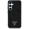Etui Guess Grained Hot Stamp Peony  Pattern Triangle Logo MagSafe do Samsung Galaxy S25 czarny