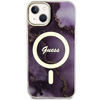 Guess GUHMP14SHTMRSU iPhone 14 6.1" lila/lila Hardcase Golden Marble MagSafe