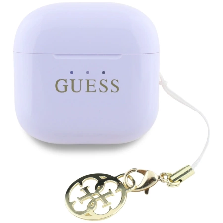 TWS Guess Kopfhörer mit klassischem Logo und Charm-Aufdruck, glänzender Effekt, Lavendel