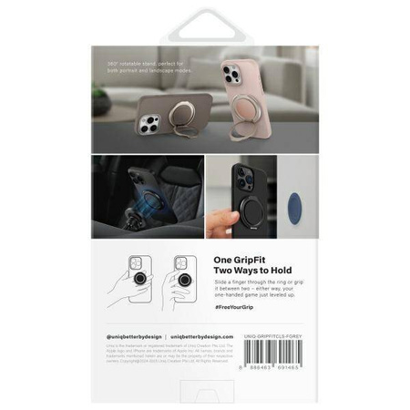UNIQ Gripfit 360 Magnetic Mount&Kickstand Uchwyt Magnetyczny szary/flint grey