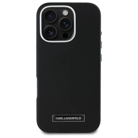 Original Case IPHONE 16 PRO Karl Lagerfeld Hardcase FW Metal Plate MagSafe (KLHMP16LPGMSRPK) black
