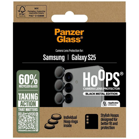 Gehärtetes Glas für den PanzerGlass Hoops Lens Protector für Samsung Galaxy S25 schwarz
