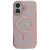 Guess nakładka HC MagSafe IML Glitter Circle do iPhone 16 6,1" różowa