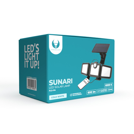Forever Light Lampa solarna LED SUNARI FLS-04 108*SMD PIR 8W 600lm 6000K 2400mAh Li-Ion