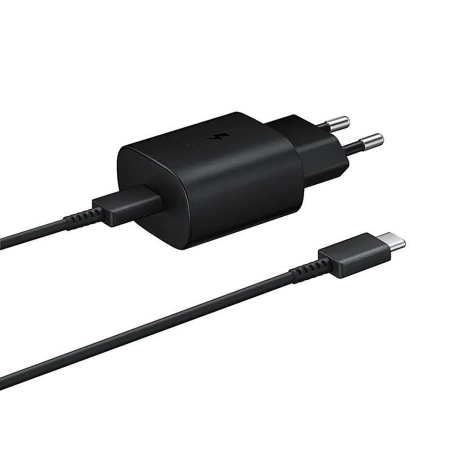 Samsung 25W EP-TA800EBE USB-C Wall Charger with Samsung EP-DA705BBE USB-C / USB-C Cable - Black