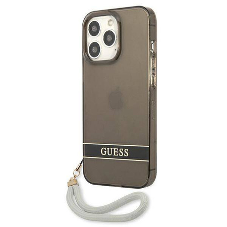 Guess GUHCP13LHTSGSK iPhone 13 Pro / 13 6,1 &quot;schwarz / schwarzes Hardcase Translucent Stap