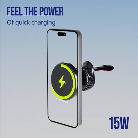 Allity uchwyt samochodowy do kratki ACH-300 magnetyczny z ładowaniem bezprzewodowym czarny 15W