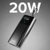 Powerbank SBS 10000mAh PD 20W z wyświetlaczem LCD i wbudowanym kablem USB-C - szary