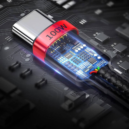 Baseus Cafule nylonowy kabel przewód USB Typ C Power Delivery 2.0 100W 20V 5A 2m czarny (CATKLF-AL91)