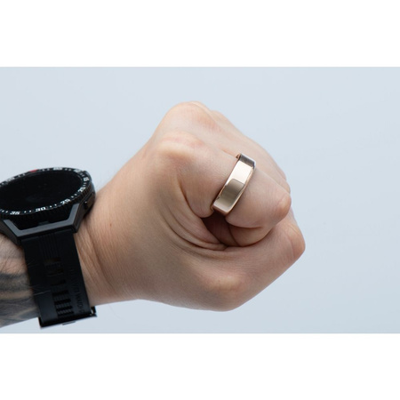 Smart Ring R11M- inteligentny pierścień ze stali ze stacją ładującą rozmiar 7 (17,3mm) złoty