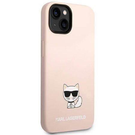 Oryginalne Etui IPHONE 14 PLUS Karl Lagerfeld Hardcase Silicone Choupette Body (KLHCP14MSLCTPI) jasny róż