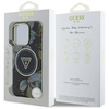 Schutzhülle IPHONE 16 PRO Guess Glitter Flowers Triangle Buttons MagSafe schwarz
