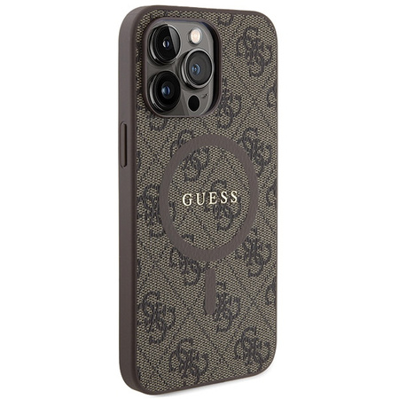 Oryginalne Etui GUESS Hardcase GUHMP14LG4GFRW do iPhone 14 Pro (Kompatybilny z Magsafe / 4G Ring classic logo / brązowy)