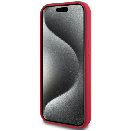 Karl Lagerfeld Silikon Karl&amp;Choupette Heads Ring MagSafe iPhone 15 Hülle - Rot