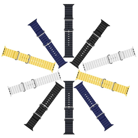 Dux Ducis Strap Watch Strap 8 / 7 / 6 / 5 / 4 / 3 / 2 / SE (45 / 44 / 42mm) Silicone Band Bracelet Navy Blue (OceanWave Version)