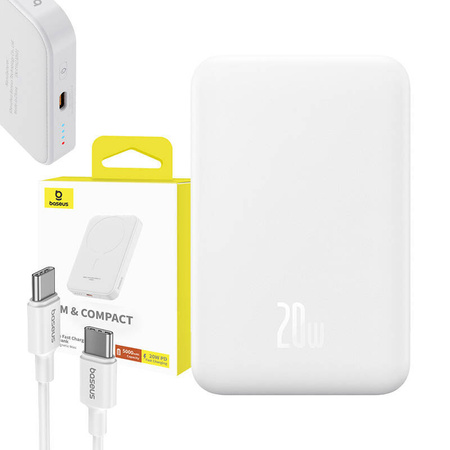 Magnetyczny mini powerbank Baseus 5000mAh 20W (biały)