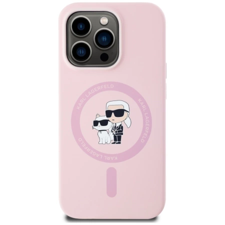 Karl Lagerfeld Silicone Karl&amp;Choupette MagSafe iPhone 14 Pro Case - Pink