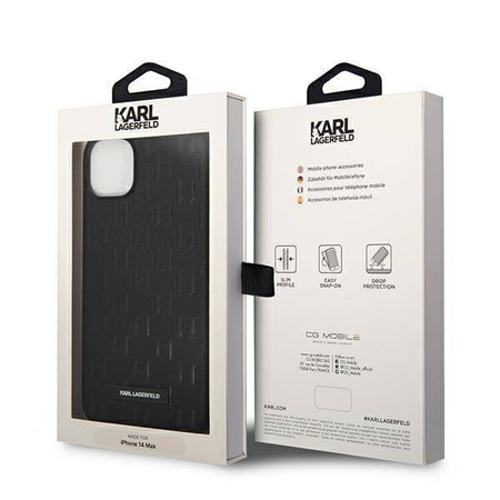 Original Case IPHONE 14 PLUS Karl Lagerfeld Hardcase Saffiano Mono Metal Logo (KLHCP14MSAKLHPK) black