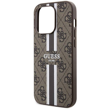 Guess 4G Printed Stripes MagSafe-Hülle für iPhone 15 Pro – braun